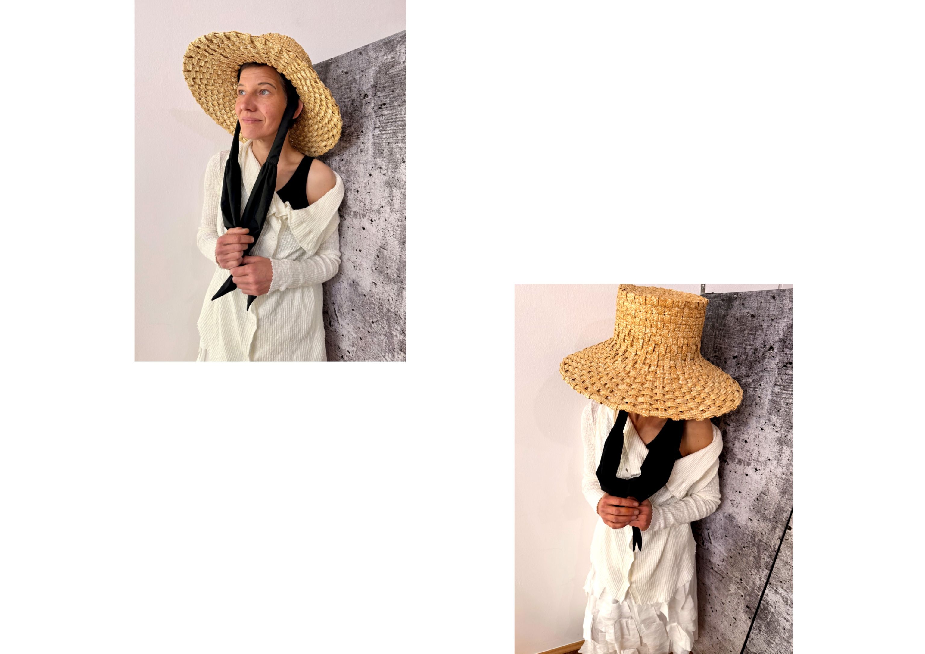 white summer outfit with hat inspired by plain air paintings
