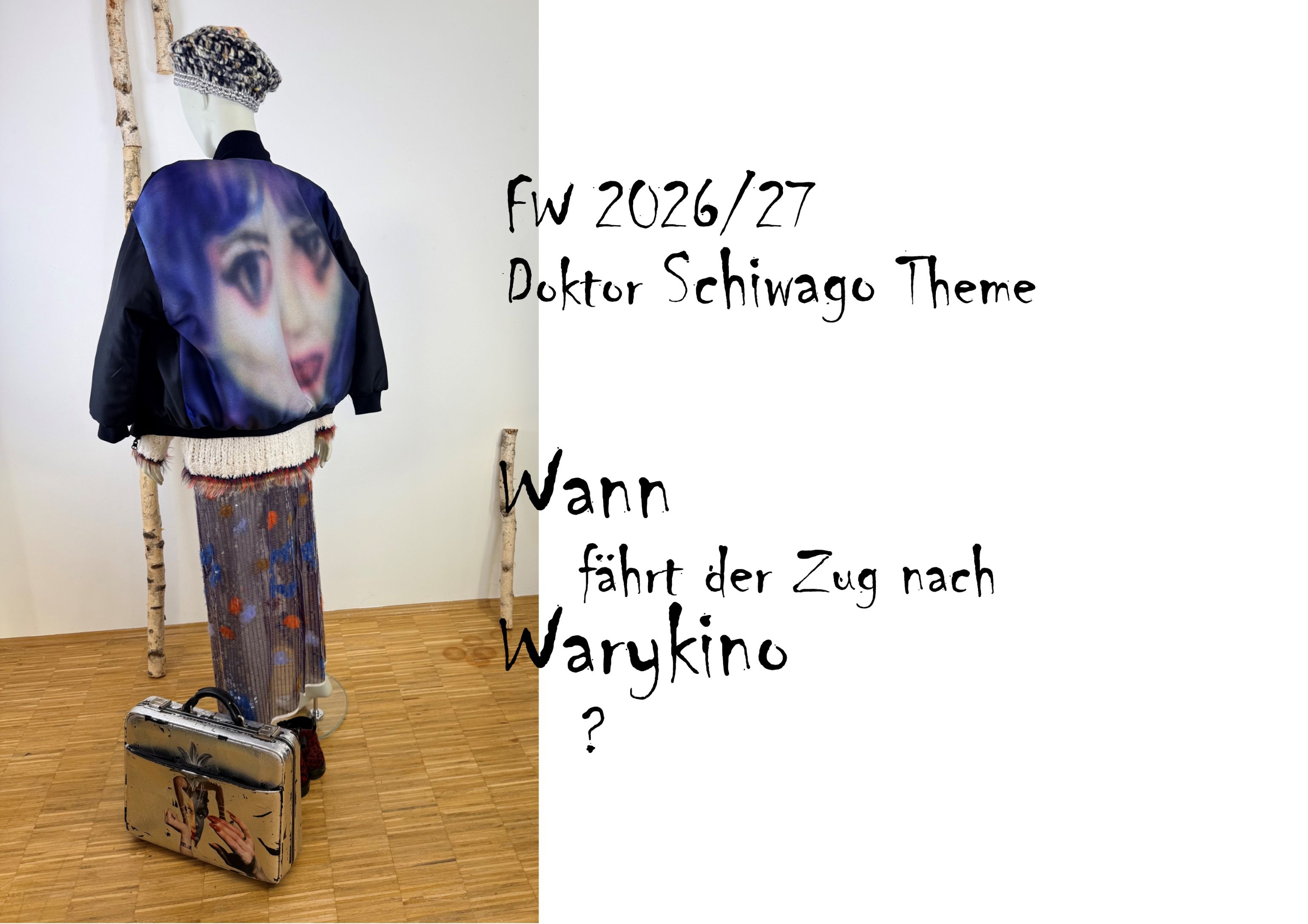 Wann fährt der Zug nach Warykino Künstlerisch komponiertes Outfit, das die Stimmung von Dr. Schiwago in Warykino einfängtgen