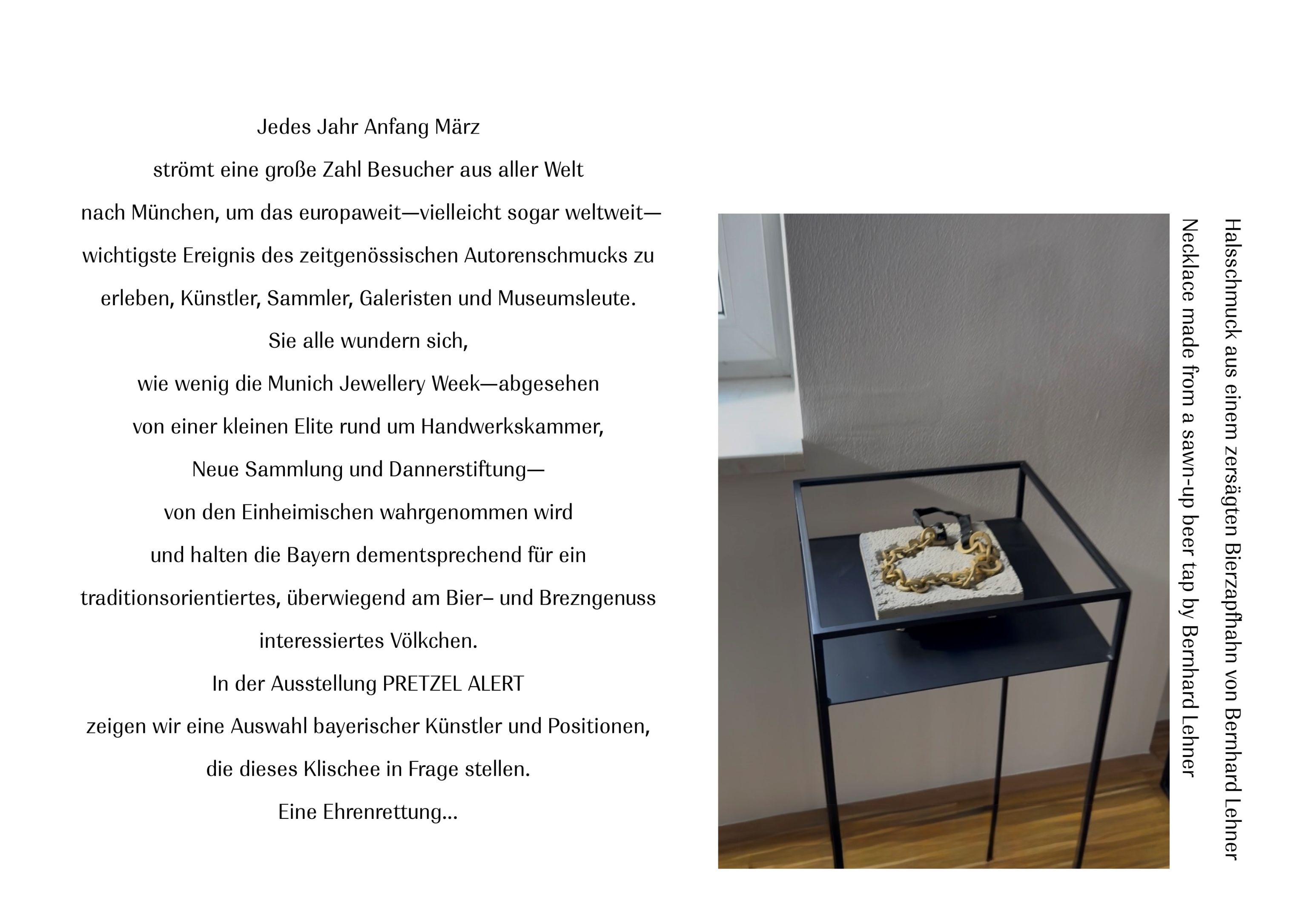 Intro to an exhibition of body-related art during Munich Jewellery Week